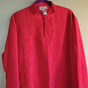 NWT Maggie Sweet Red Stand-up Collar Top 1X Petite